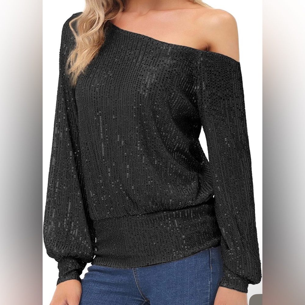 One Shoulder Sequin Top